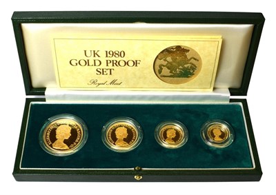 Lot 2145 - UK Gold Proof Set 1980, a 4-coin set comprising: £5, £2, Sovereign and Half-sovereign, in...