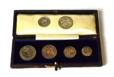 Lot 2158 - A 1905 Maundy Set with original dated case together with 1916 Threepence and an 1886 Twopence