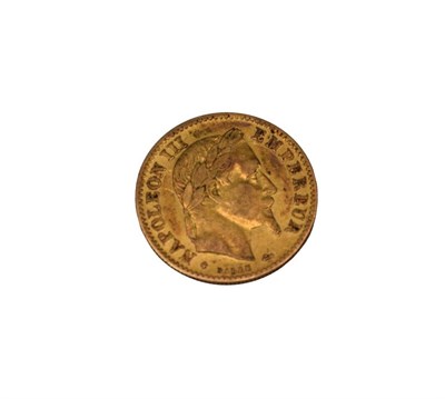 Lot 2171 - France 1863 - BB Gold 10 Francs GF, with reverse deposits.  3.18gms