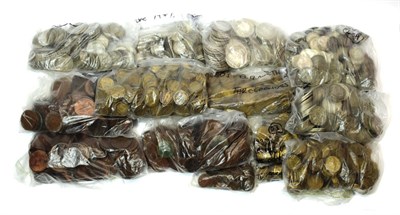 Lot 2172 - Large quantity of pre-decimal GB and Irish coins; GB, US and Irish Silver pre 1947, GB pre 1920...