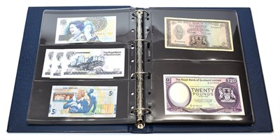 Lot 2201 - A Blue album of Scottish banknotes, Approx 55 notes from the Royal Bank of Scotland and from...