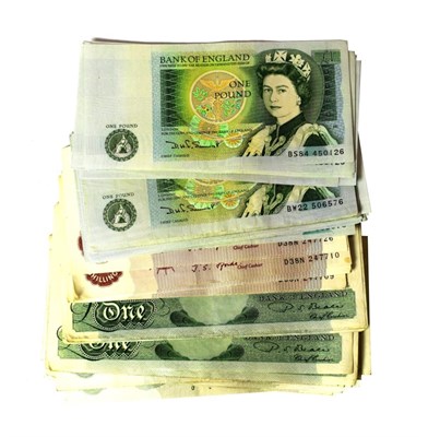 Lot 2203 - British banknotes 48 One Pound Notes Somerset, 28 one pound notes Page, Five One Pound Notes...