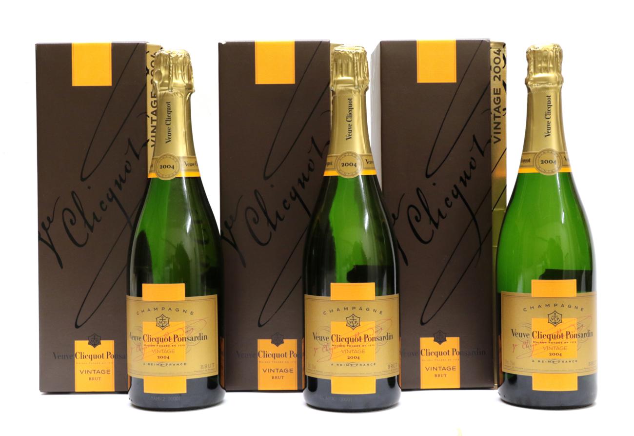 Lot 2015 - Veuve Clicquot Ponsardin 2004, all in original presentation cases (three bottles)