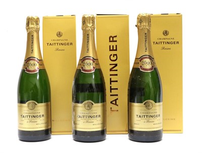 Lot 2017 - Taittinger Millésimé Brut Champagne 2000, all in original cardboard sleeves (three bottles)