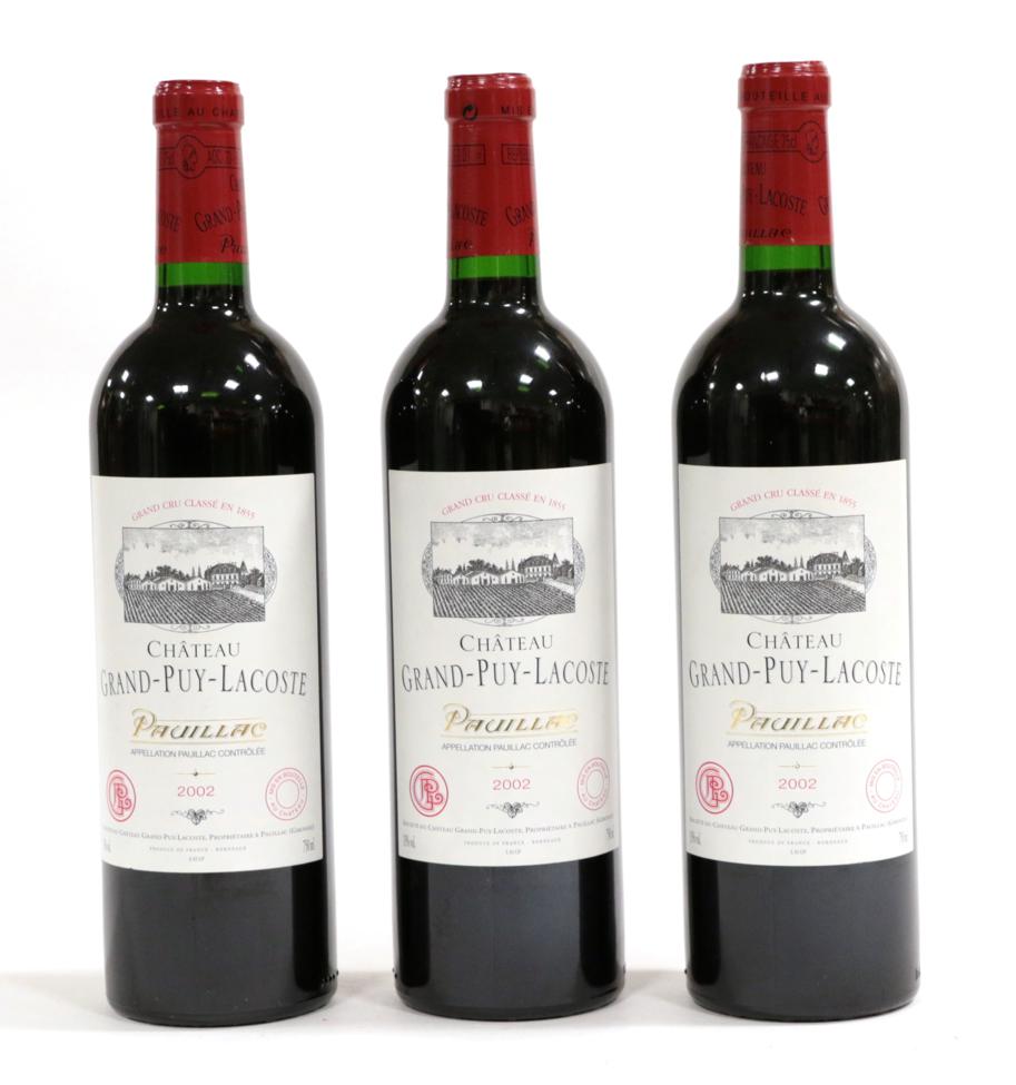 Lot 2035 - Château Grand Puy Lacoste Pauillac 2002 (three bottles)