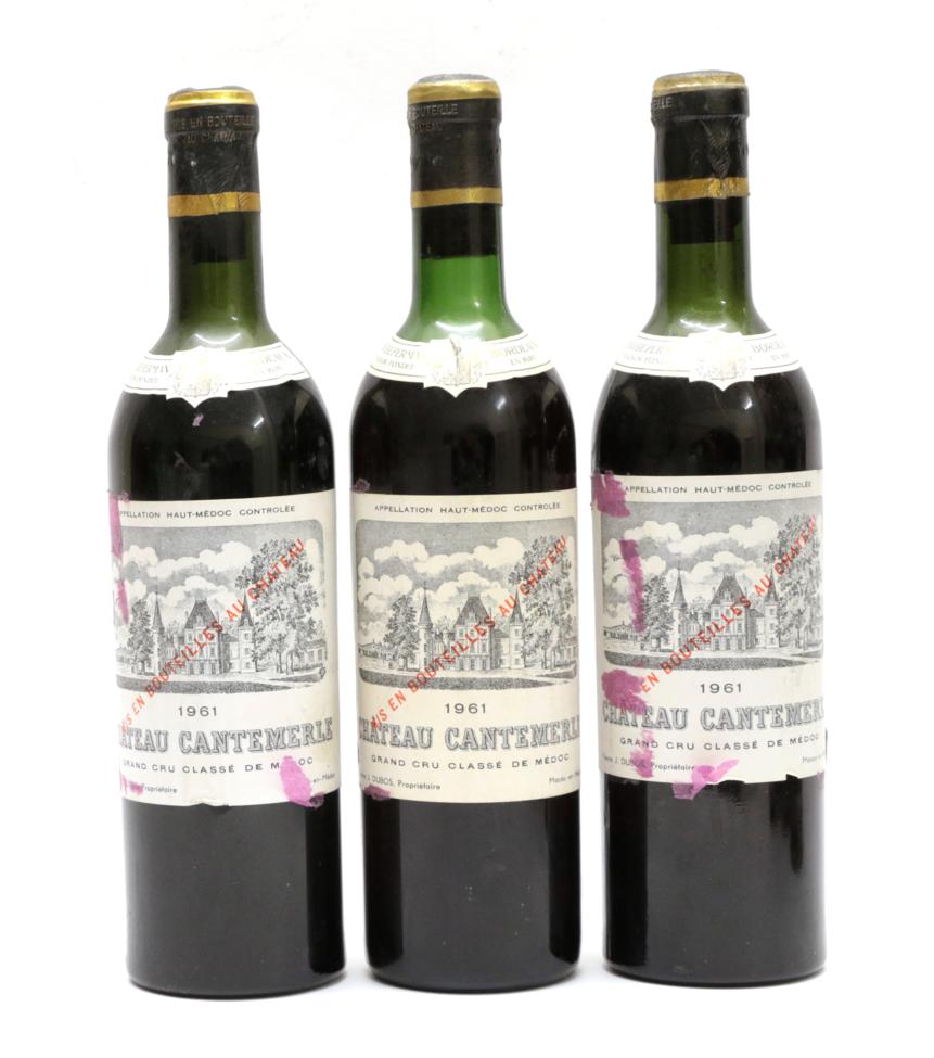 Lot 2041 - Château Cantemerle Grand Cru Classé De Médoc 1961 (three bottles)
