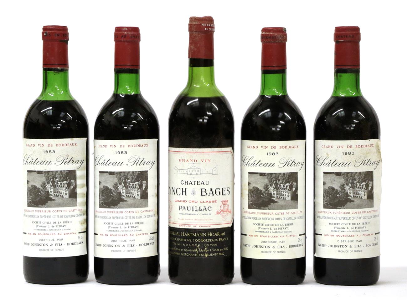Lot 2056 - Château Pitray 1983 Bordeaux Superior (four bottles), Château Lynch Bages Pauillac 1979 (one...