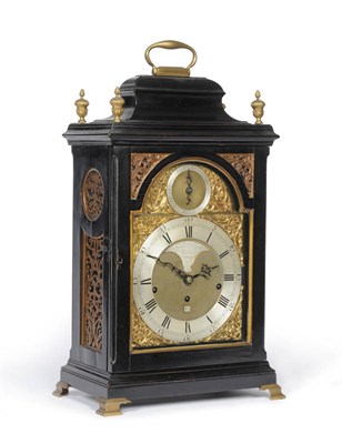 Lot 1064 - A George III Ebonised Chiming Table Clock, signed Francis Dorrell, London, circa 1780, the inverted