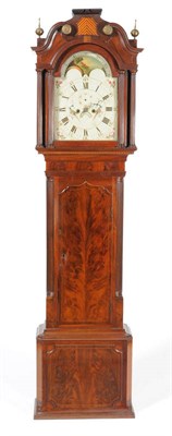 Lot 1066 - A Mahogany Eight Day Longcase Clock, circa 1800, the figured case with swan neck pediment,...