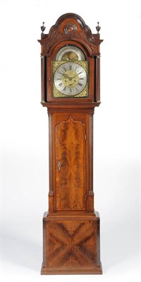 Lot 1067 - A Mahogany Eight Day Longcase Clock, nicely figured case with an arched pediment and pierced...