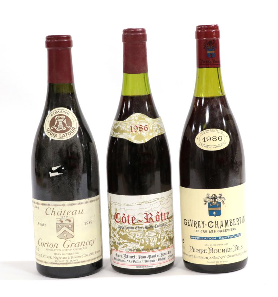 Lot 2201 - Jean Luc et Jean Paul Jamet 1986 Côte-Rôtie (one bottle), Pierre Bourée Fils 1986...