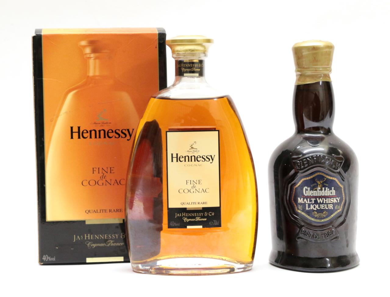 Lot 2216 - Glenfiddich Malt Whisky Liqueur 40% 50cl (one bottle), Hennessy Fine De Cognac 40% 70cl (one...