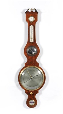 Lot 1074 - A Mahogany 10-Inch Wheel Barometer, signed J Zenone, circa 1840, the case with swan neck...