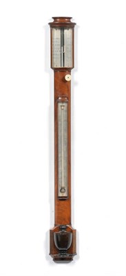 Lot 1079 - A Mahogany Bowfront Stick Barometer, signed Worthington & Allan, London, circa 1825, the case...