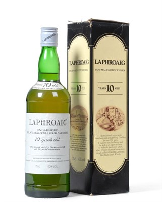 Lot 2309 - Laphroaig 10 Year Old Islay Malt Scotch Whisky 43% 75cl, 1970s bottling in original cardboard...