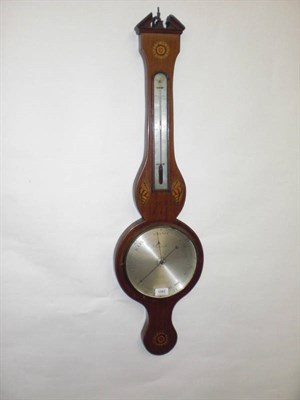 Lot 1082 - A Mahogany Inlaid Wheel Barometer, signed J.Malacrida, Dublin, circa 1820, case with a broken...