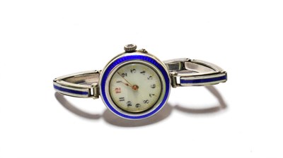 Lot 24 - A Swiss cased enamel dialed ladies cocktail watch