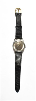 Lot 30 - A stainless steel quarter section dial wristwatch, signed Universal Geneve, Polerouter,...