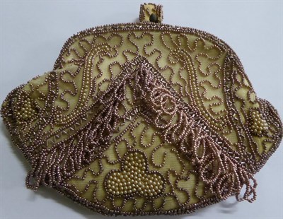 Lot 89 - A ladies chainmail purse; two beadwork purses; a silver cased pocket watch; a pair of silver...