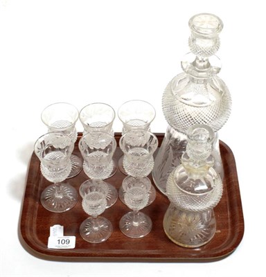 Lot 109 - An Edinburgh crystal etched and cut glass liqueur set, comprising two decanters and eight...