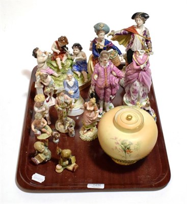 Lot 126 - A pair of Continental figures; a Parian bust; Royal Worcester vase; and other figures