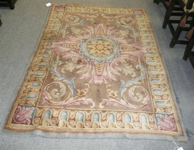 Lot 1101 - Savonnerie Rug  Central France The mushroom field of acanthus leaves and Rococo centred by a cusped