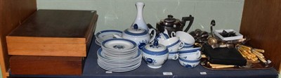 Lot 163 - Two canteens of plated flatware; further silver plated items; a Danish blue and white tea...