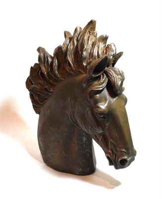 Lot 165 - A reproduction patinated metal horses head