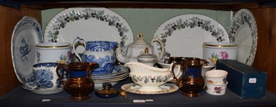 Lot 172 - 19th century and later ceramics including lustre wares, a pair of floral painted cache-pots etc