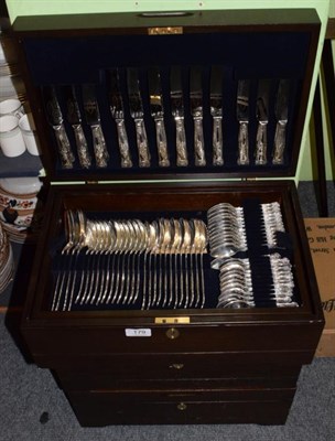 Lot 179 - Silver-plated Kings pattern flatware for twenty-four place settings, housed in two canteens and...