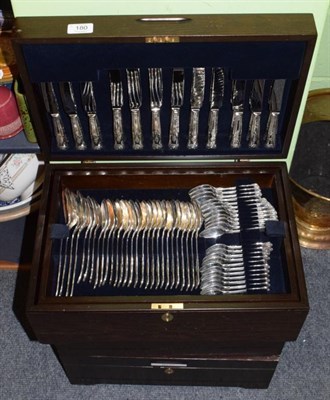 Lot 180 - Silver-plated Kings pattern flatware for twenty-four place settings, housed in two canteens and...