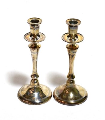 Lot 184 - A pair of Walker & Hall silver candlesticks (loaded)