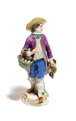 Lot 210 - A Meissen porcelain figure of a poultry seller, 20th century, from the Cris de Paris series,...