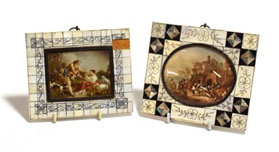 Lot 211 - Two 19th century ivory framed miniatures