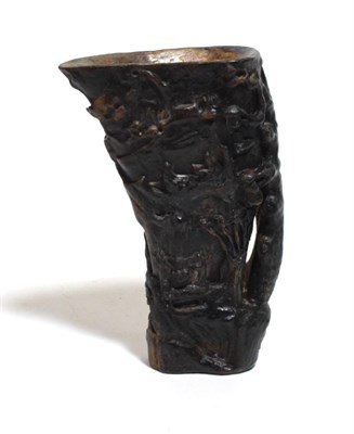 Lot 216 - A Chinese bovine horn libation cup