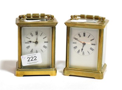 Lot 222 - Two brass and four glass carriage timepieces (6)