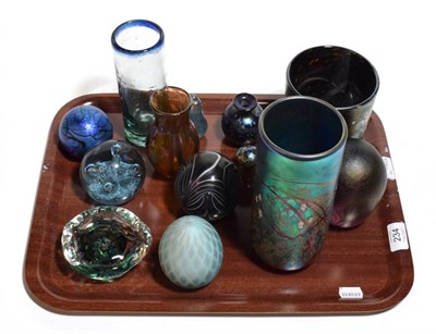 Lot 234 - A small group of 20th century iridescent glass including Okra, Mdina and others