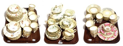 Lot 235 - Assorted 19th century and later teawares including Coalport; green and gilt pheasant wares;...