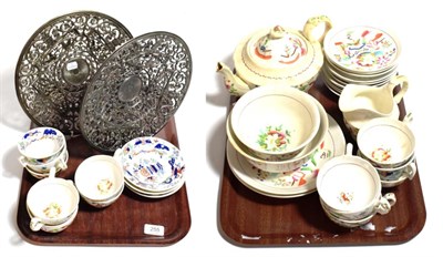 Lot 255 - A 19th century part tea service; together with two Coalbrookdale pierced metal plates; a group...