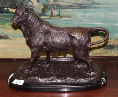 Lot 268 - After A L Barge, Cow, bears signature, bronze on stone base