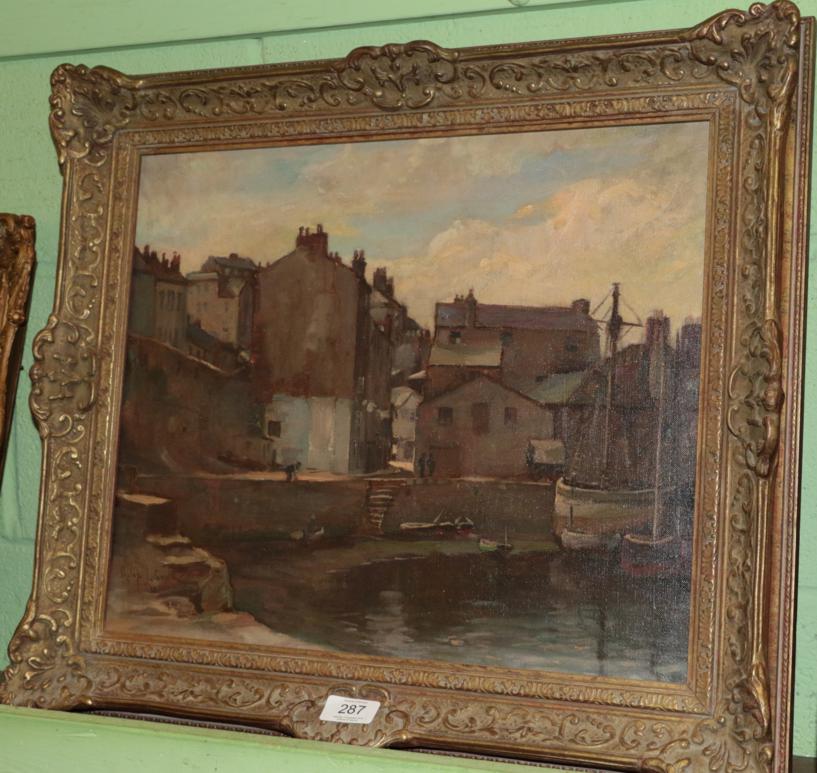 Lot 287 - Philip J Smith (fl.1912-1932) Staithes, North Yorkshire, signed and dated (19)25, oil on canvas...