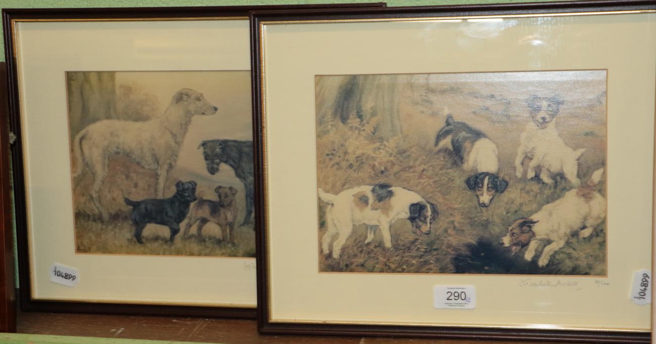 Lot 290 - After Elizabeth Ansell, Jack Russell terriers, signed and numbered print; together with a...