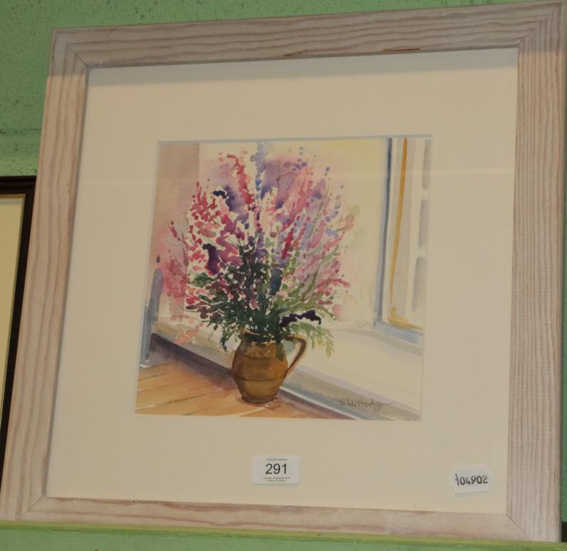 Lot 291 - Winifred Hodge, Vase of foxgloves, signed, watercolour, 23cm by 23.5cm
