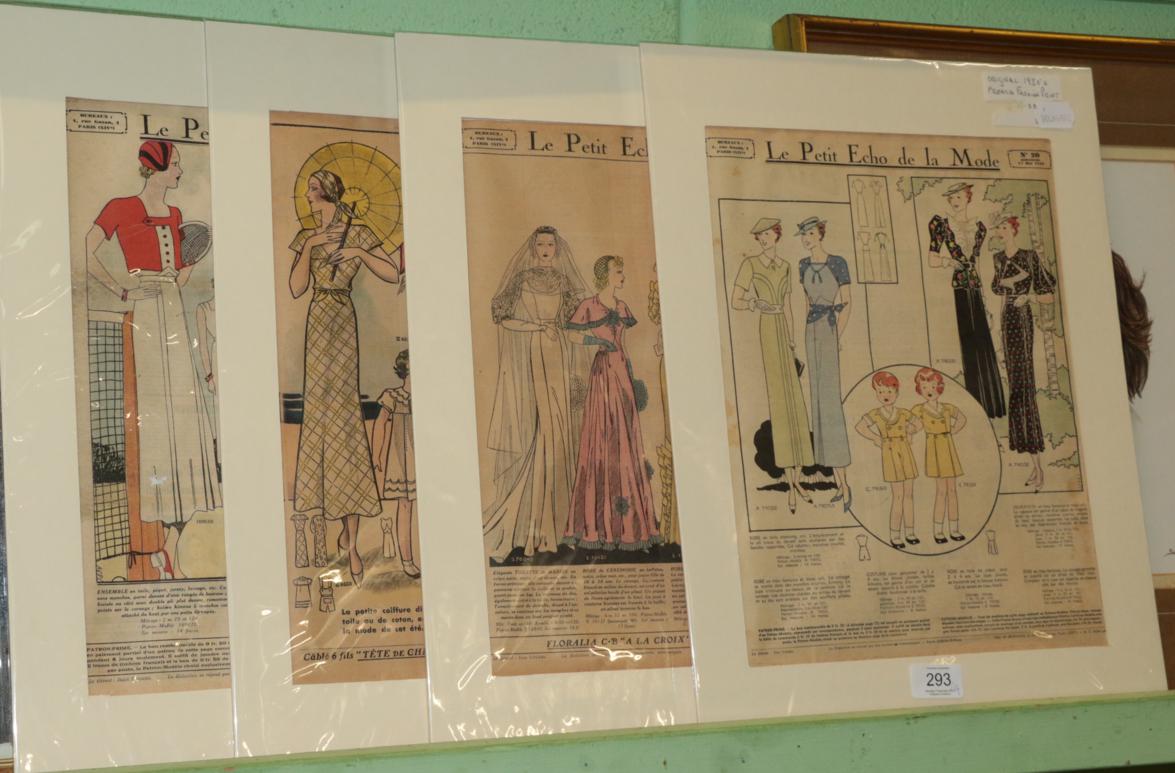 Lot 293 - French school circa 1930, four fashion prints (unframed)