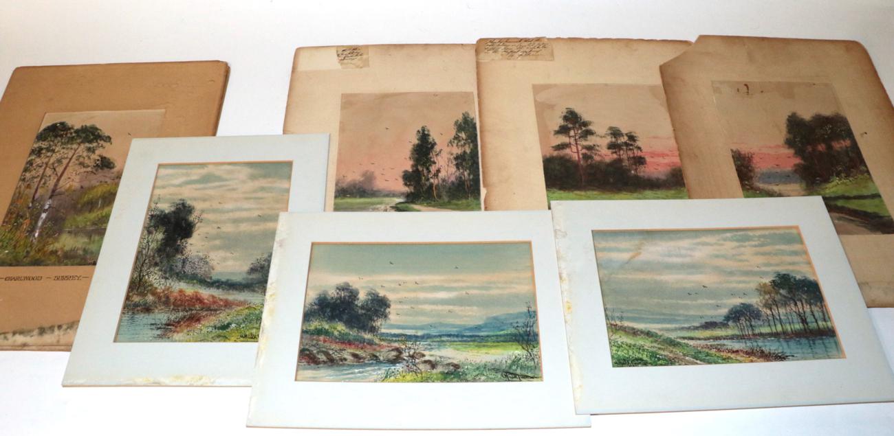 Lot 339 - Abraham Hulk Jnr (1851-1922) A collection of eight unframed landscapes, signed, watercolours,...