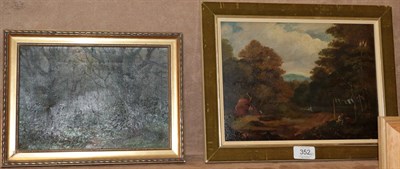 Lot 352 - English School (19th century) Gypsy encampment, oil on board; with another (2)