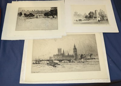 Lot 370 - Percy Robertson ARE (1868-1934) ''Hampton Court'', signed and inscribed etching; together with...