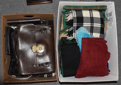 Lot 1125 - Assorted new Jaeger wool jumpers, Jaeger wool scarves, handbags, and an early 20th leather...