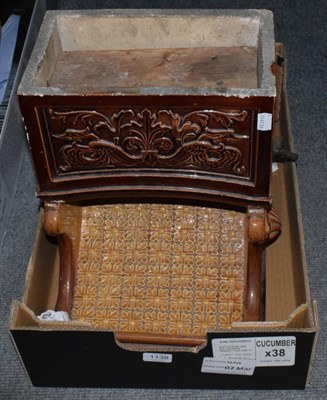 Lot 1138 - A Doulton portable glazed stoneware gas stove in two sections with photocopy of advertisement