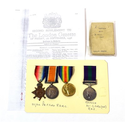 Lot 3 - A Family Group of Medals, comprising a First World War Trio of 1914-15 Star, British War Medal...